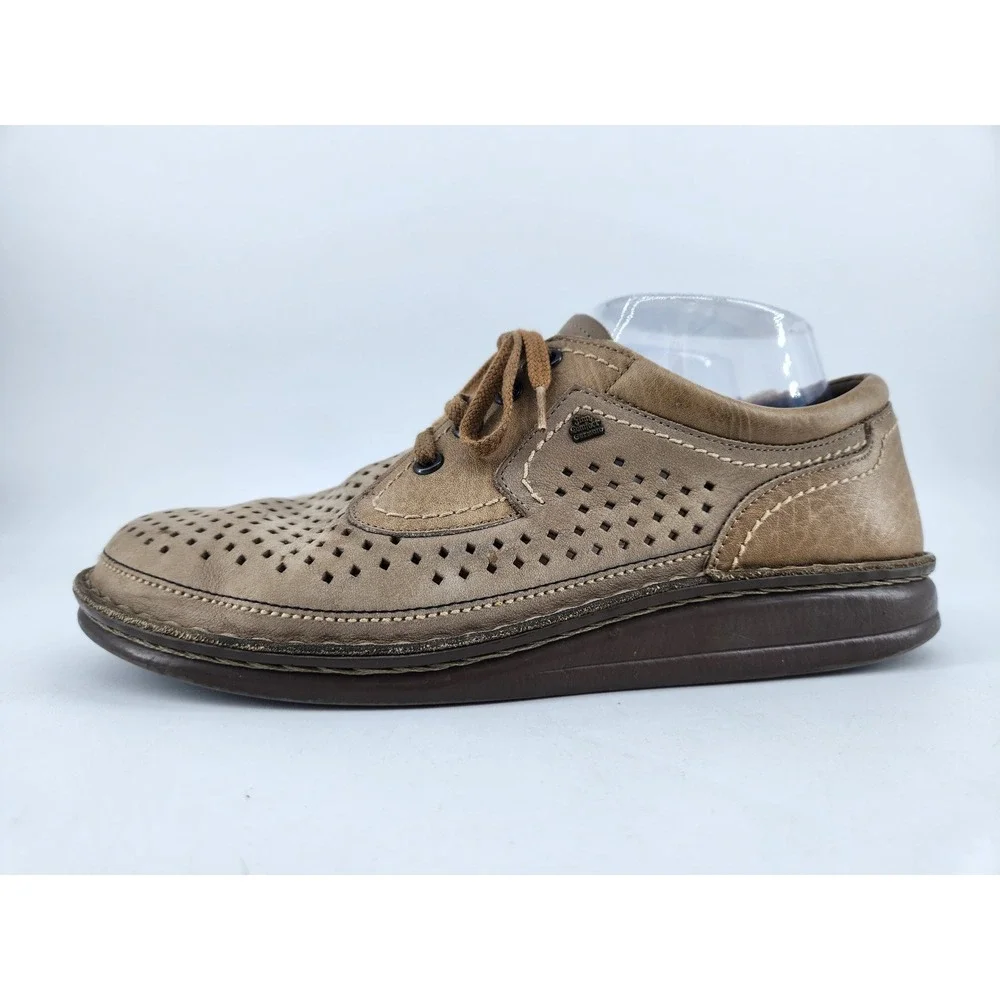 Finn Comfort Baden Perforated Leather Lace Up Shoes Womens 39 US 8.5 Tan Germany